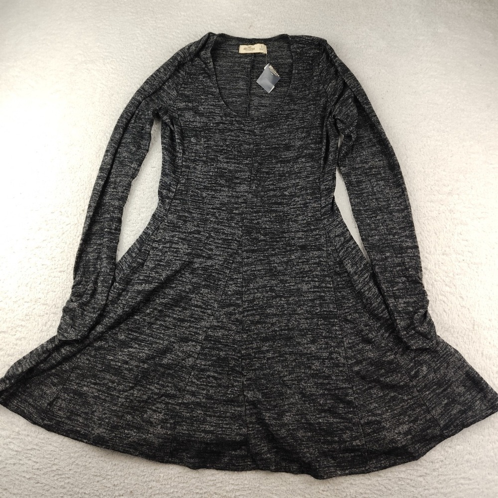 Hollister Shirt Dress SZ Small Fit & Flare Long Sleeve Skater Gray NWT